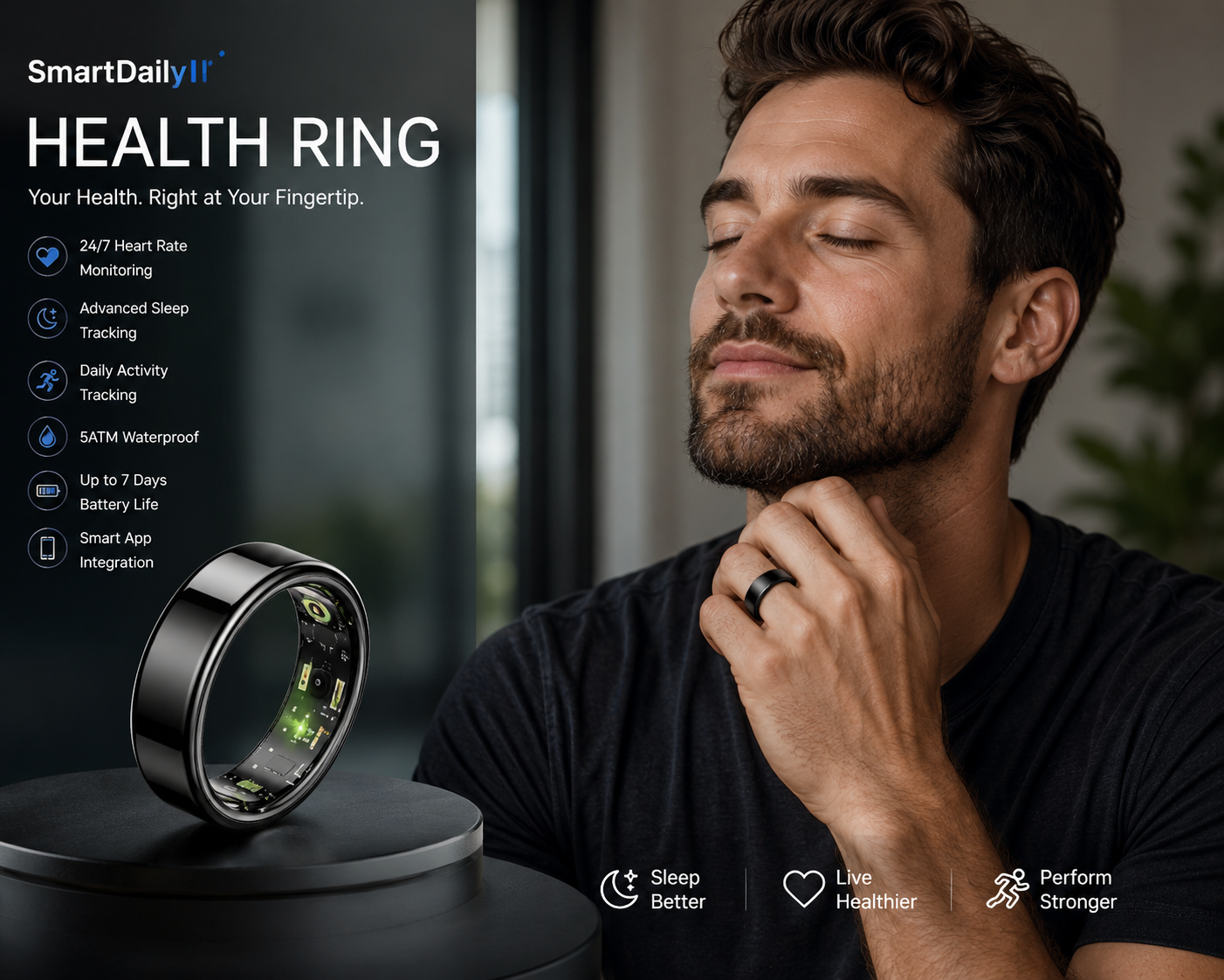 SmartDaily VitalRing Advanced Health & Sleep Tracking